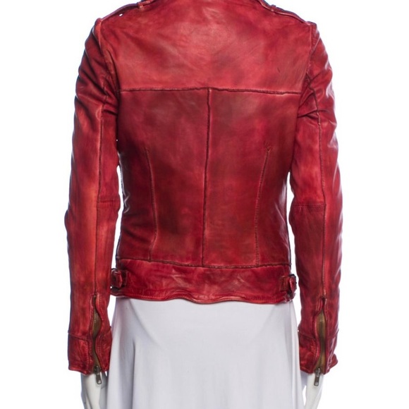 Muubaa Mallow Vintage Red Leather Jacket - Picture 3 of 4